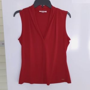 Calvin Klein red sleeveless blouse, size S